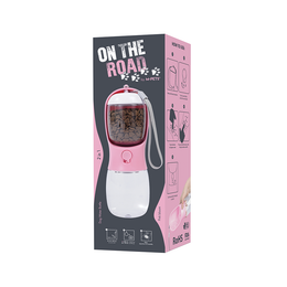 Load image into Gallery viewer, M-PETS On The Road 2in1 Water Bottle 300ml Pink
