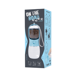 Load image into Gallery viewer, M-PETS On The Road 2in1 Water Bottle 300ml Blue
