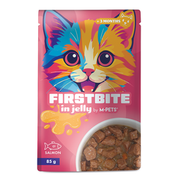 Load image into Gallery viewer, M-PETS Firstbite Salmon in Jelly Wet Food Pouches for Cats 12x85g
