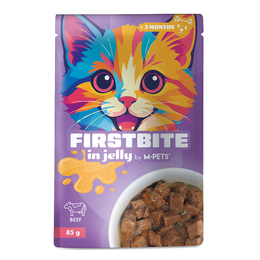 Load image into Gallery viewer, M-PETS Firstbite Beef in Jelly Wet Food Pouches for Cats 12x85g
