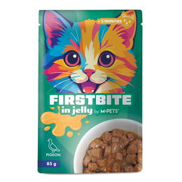 Load image into Gallery viewer, M-PETS Firstbite Pigeon in Jelly Wet Food Pouches for Cats 12x85g
