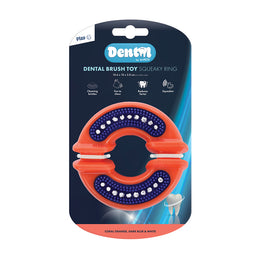 Load image into Gallery viewer, M-PETS Dental Brush Squeaky Ring Dog Toy
