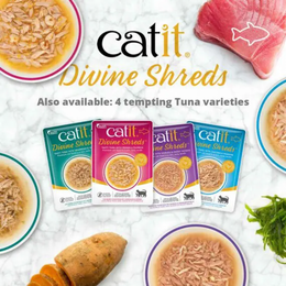 Load image into Gallery viewer, Catit Divine Shreds Tasty Tuna with Seabream &amp; Wakame Wet Cat Food Pouch
