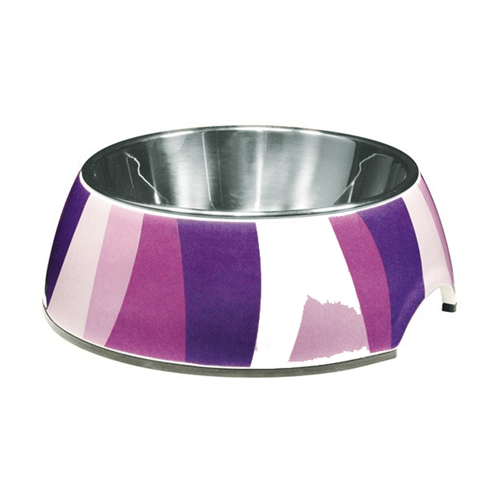 Dog It Purple Wild Stripes Melamine Dog Bowl