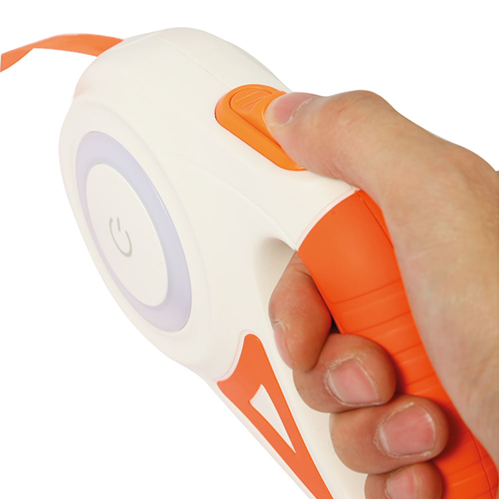 M-PETS Flash Retractable Leash White & Orange