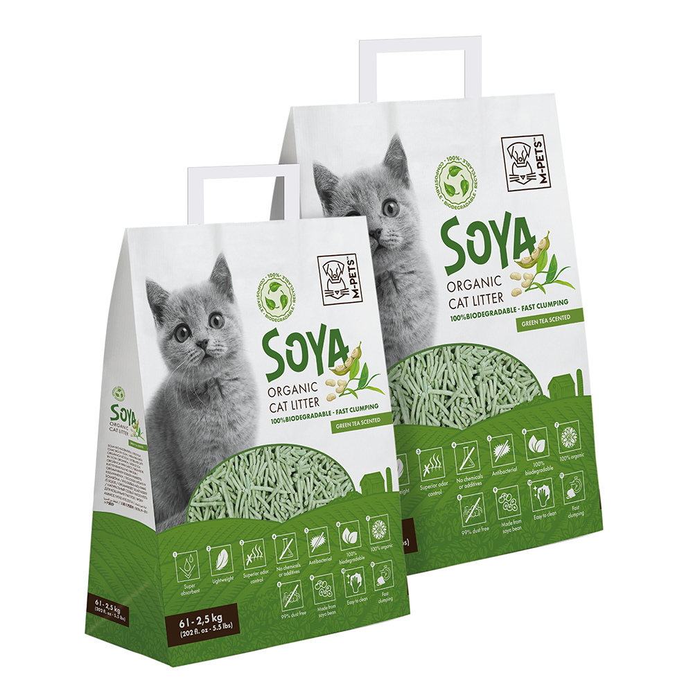 M PETS Soya Organic Cat Litter Green Tea Scented 100 Biodegradable