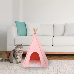 Load image into Gallery viewer, M-PETS Eco Tipi Pink Cat Bed
