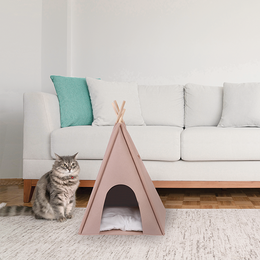 Load image into Gallery viewer, M-PETS Eco Tipi Brown Cat Bed
