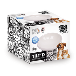 Load image into Gallery viewer, M-PETS Freestyle Tilt&#39;d Raised Ceramic Bowl Black &amp; White
