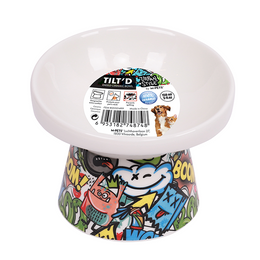 Load image into Gallery viewer, M-PETS Freestyle Tilt&#39;d Raised Ceramic Bowl Mixed Colors
