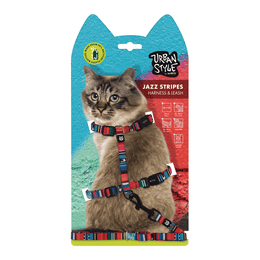 Load image into Gallery viewer, M-PETS Jazz Stripes Cat Eco Set (Harness &amp; Leash)
