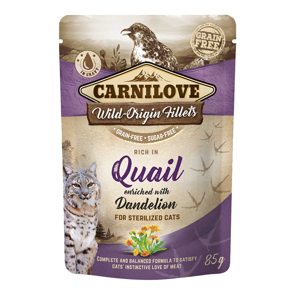 Carnilove Quail enriched with Dandelion for Sterilized Cats (Wet Food Pouches)