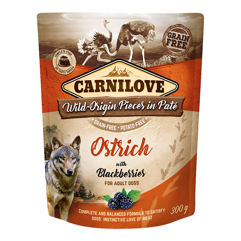 Carnilove Ostrich with Blackberries for Adult Dogs (Wet Food Pouches)
