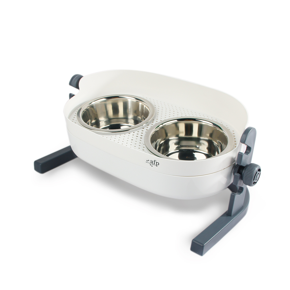 All For Paws 3-in-1 Elevated Double Dinner Food and Water Bowl