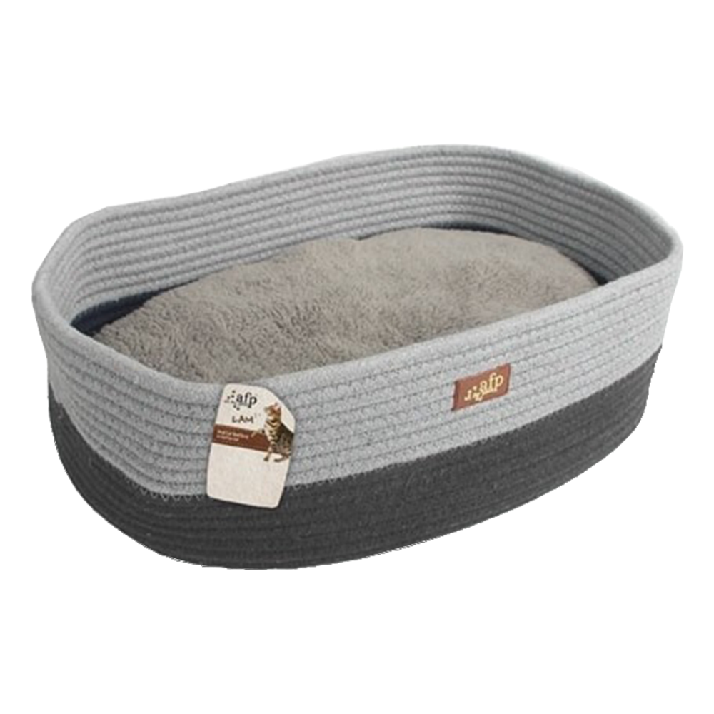 All For Paws Oval Rope Cat Bed - Grey