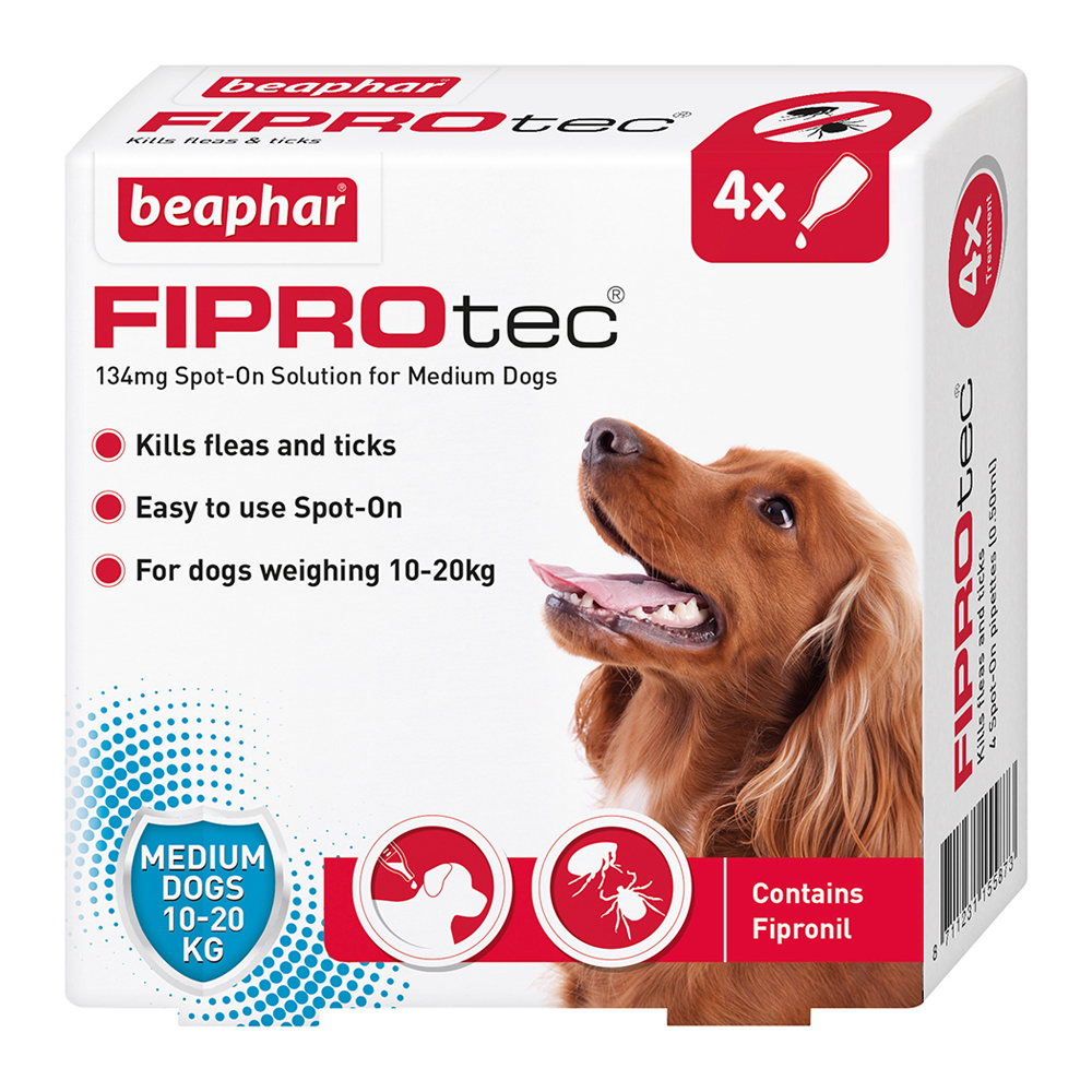 Beaphar Fiprotec Spot On Flea & Tick Treatment For Dogs- 4 Pipettes