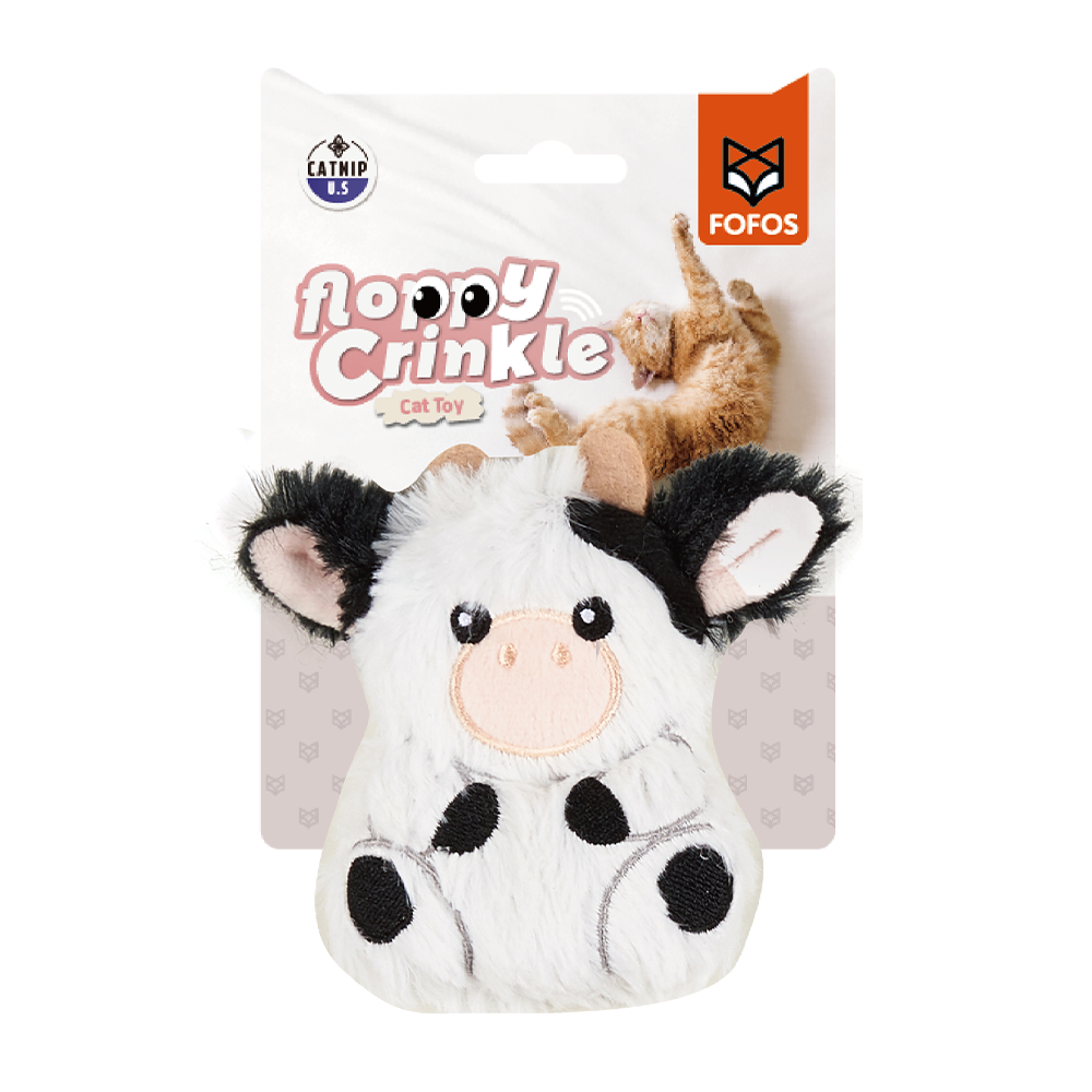 FOFOS Cow Floppy Crinkle Cat Toy