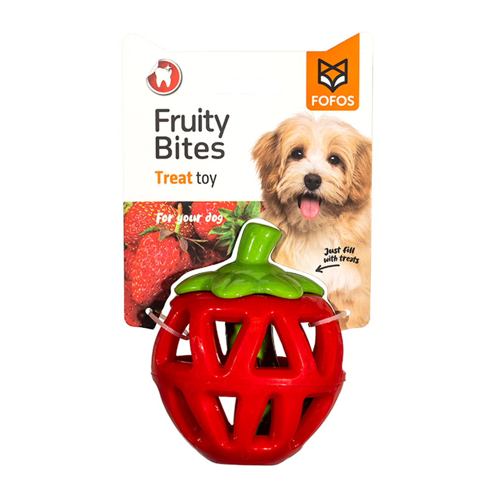 FOFOS Fruity Bites Strawberry Treat Dispensing Dog Toy