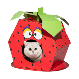 Load image into Gallery viewer, FOFOS Stawberry Cardboard Cat House with Scratching Pad
