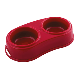 Load image into Gallery viewer, Georplast Plastic Double Antislip Pet Bowl Red
