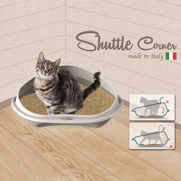 Load image into Gallery viewer, Georplast Shuttle Corner Cat Litter Tray Blue
