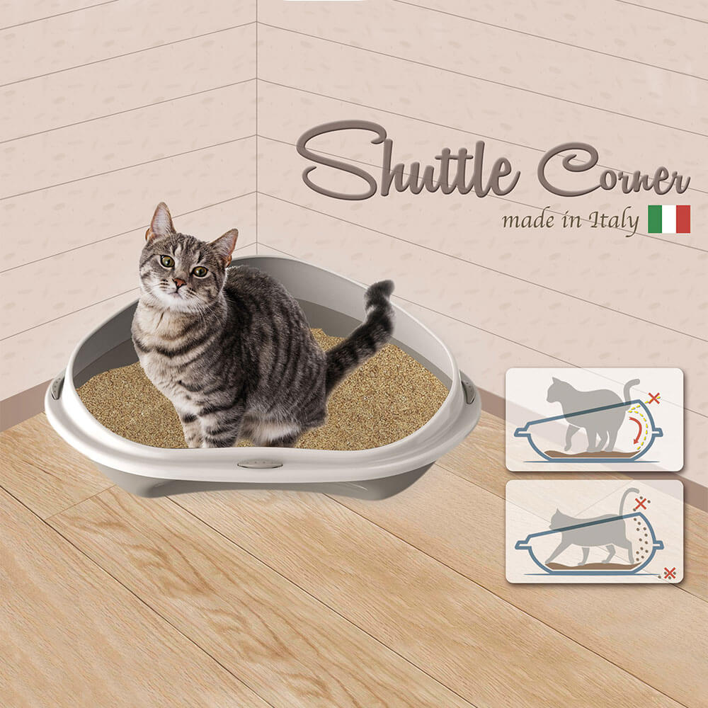 Georplast Shuttle Corner Cat Litter Tray Green
