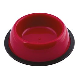 Load image into Gallery viewer, Georplast Silver Antislip Plastic Pet Bowl Red
