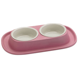 Load image into Gallery viewer, Georplast Soft Touch Plastic Double Bowl Pink
