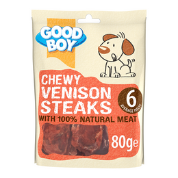 Load image into Gallery viewer, Good Boy Chewy Venison Steaks Natural Dog Treats
