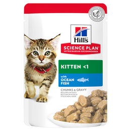 Load image into Gallery viewer, Hill&#39;s Science Plan Tender Chunks in Gravy Kitten with Ocean Fish Wet Food Pouches for Cats
