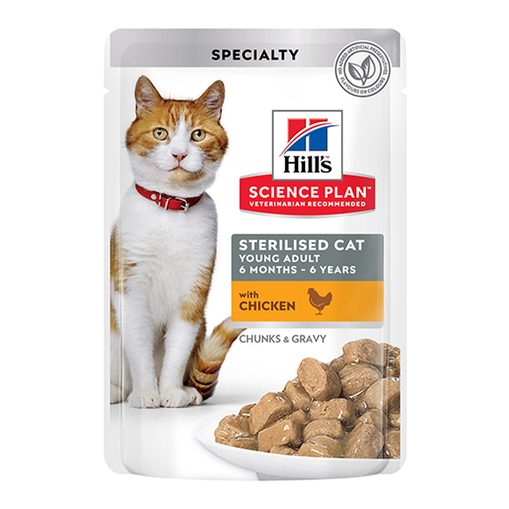 Hill's Science Plan Sterilised Young Adult Cat Wet Food Pouches with Chicken
