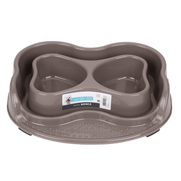 Load image into Gallery viewer, M-PETS No Spill Plastic Double Bowl Grey
