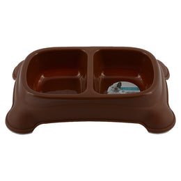 Load image into Gallery viewer, M-PETS Plastic Double Bowl Brown
