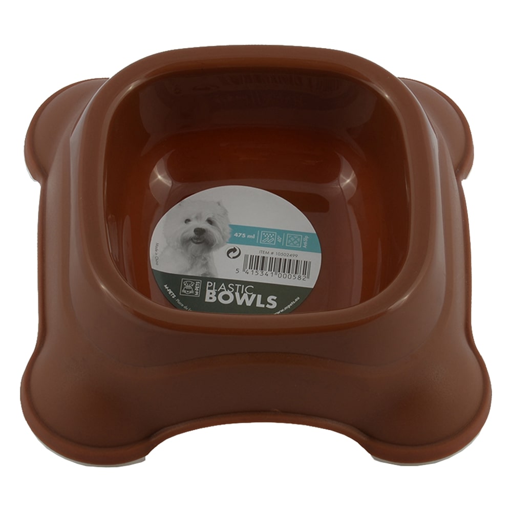 M-PETS Plastic Single Bowl Brown