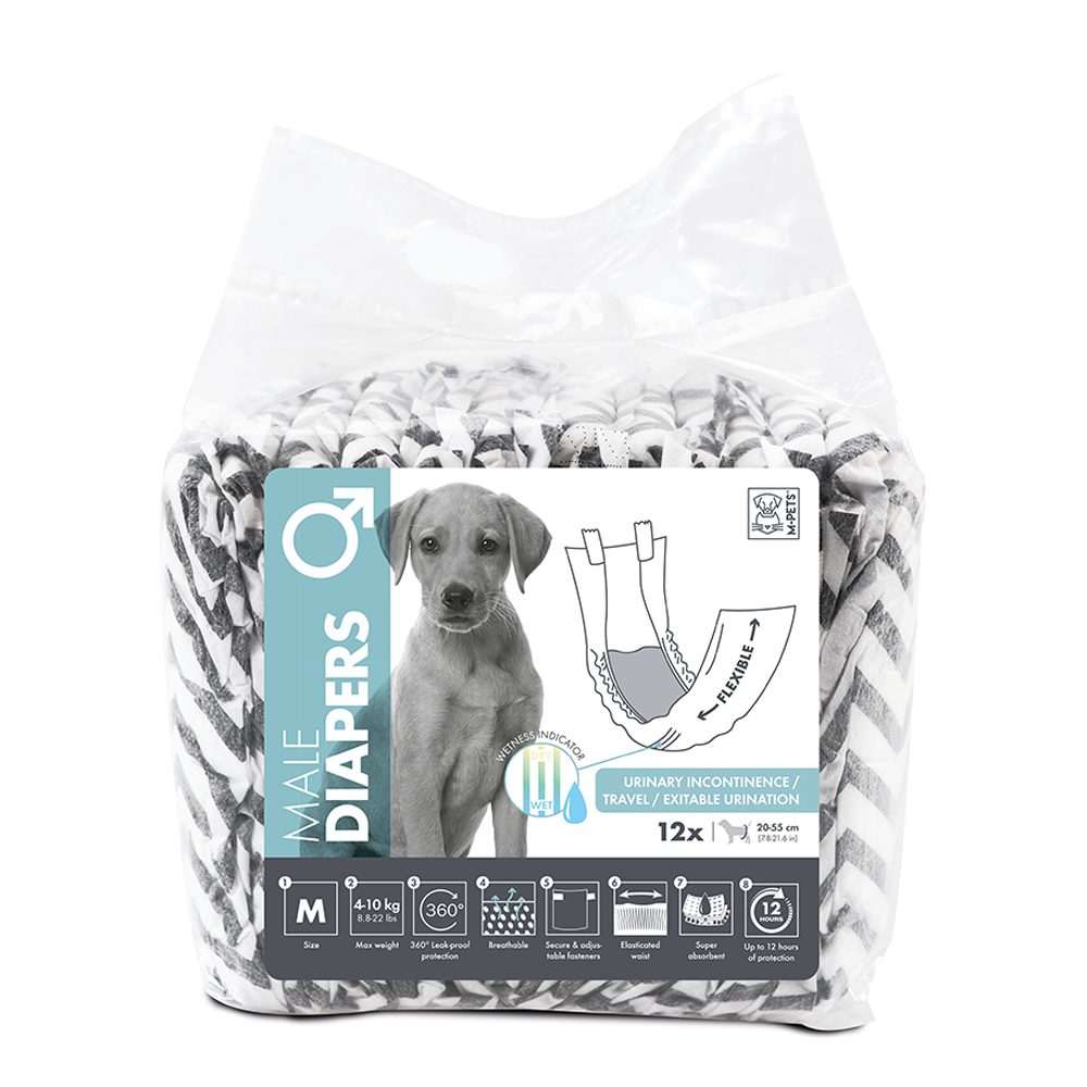 M-PETS Male Dog Diapers 12 Pack