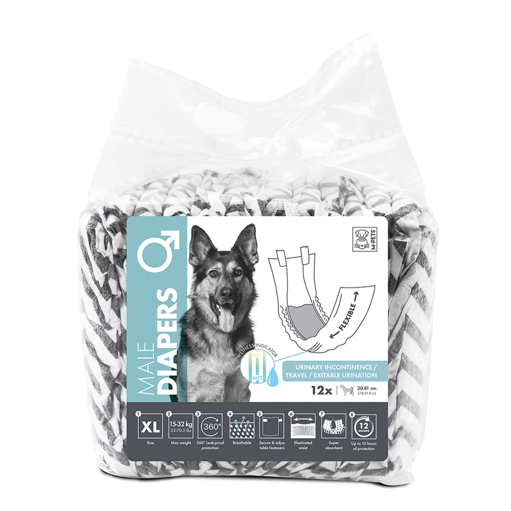 M-PETS Male Dog Diapers 12 Pack