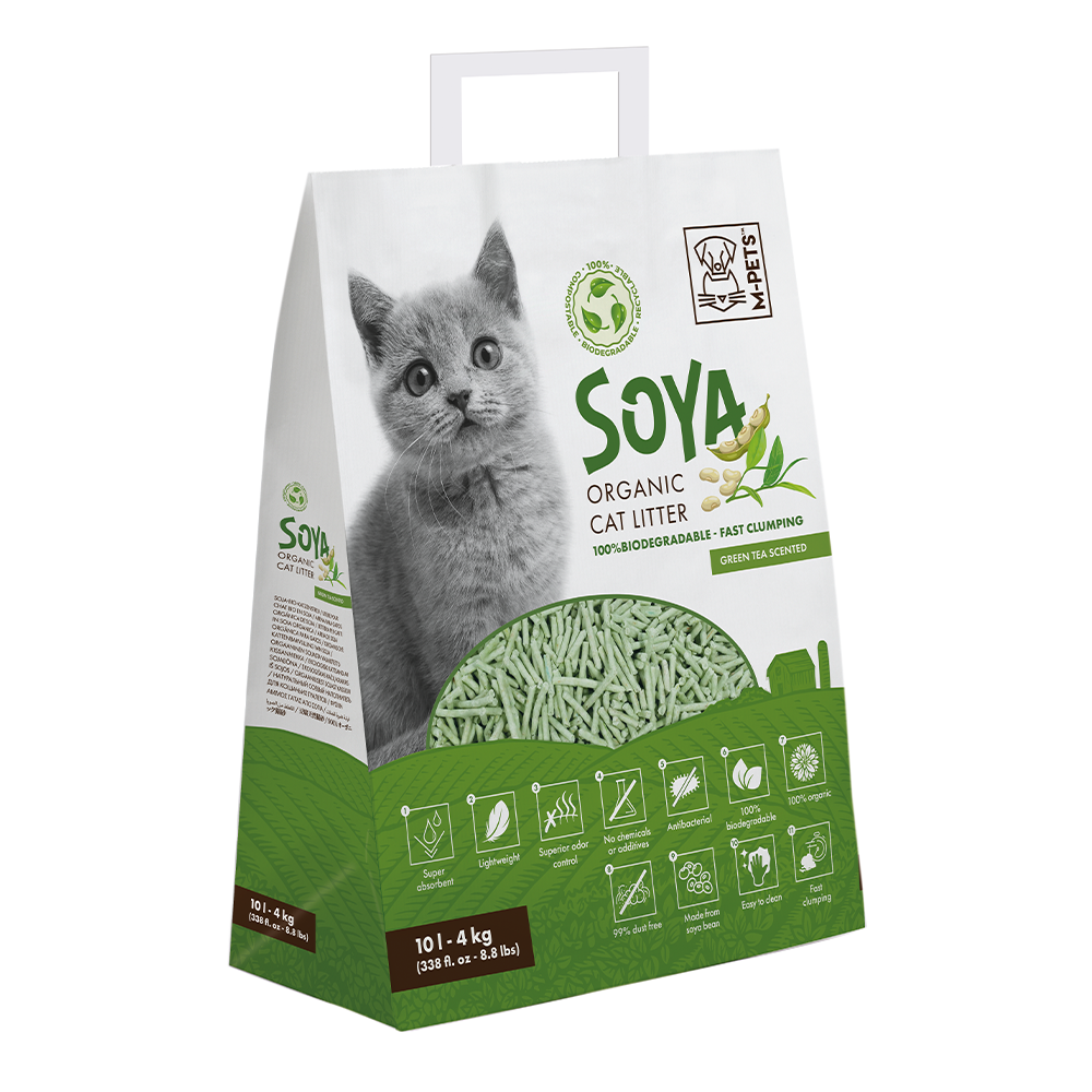 M-PETS Soya Organic Cat Litter Green Tea Scented - 100% Biodegradable