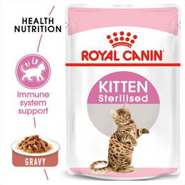 Load image into Gallery viewer, Royal Canin Kitten Sterilised in Gravy Wet Food Pouches
