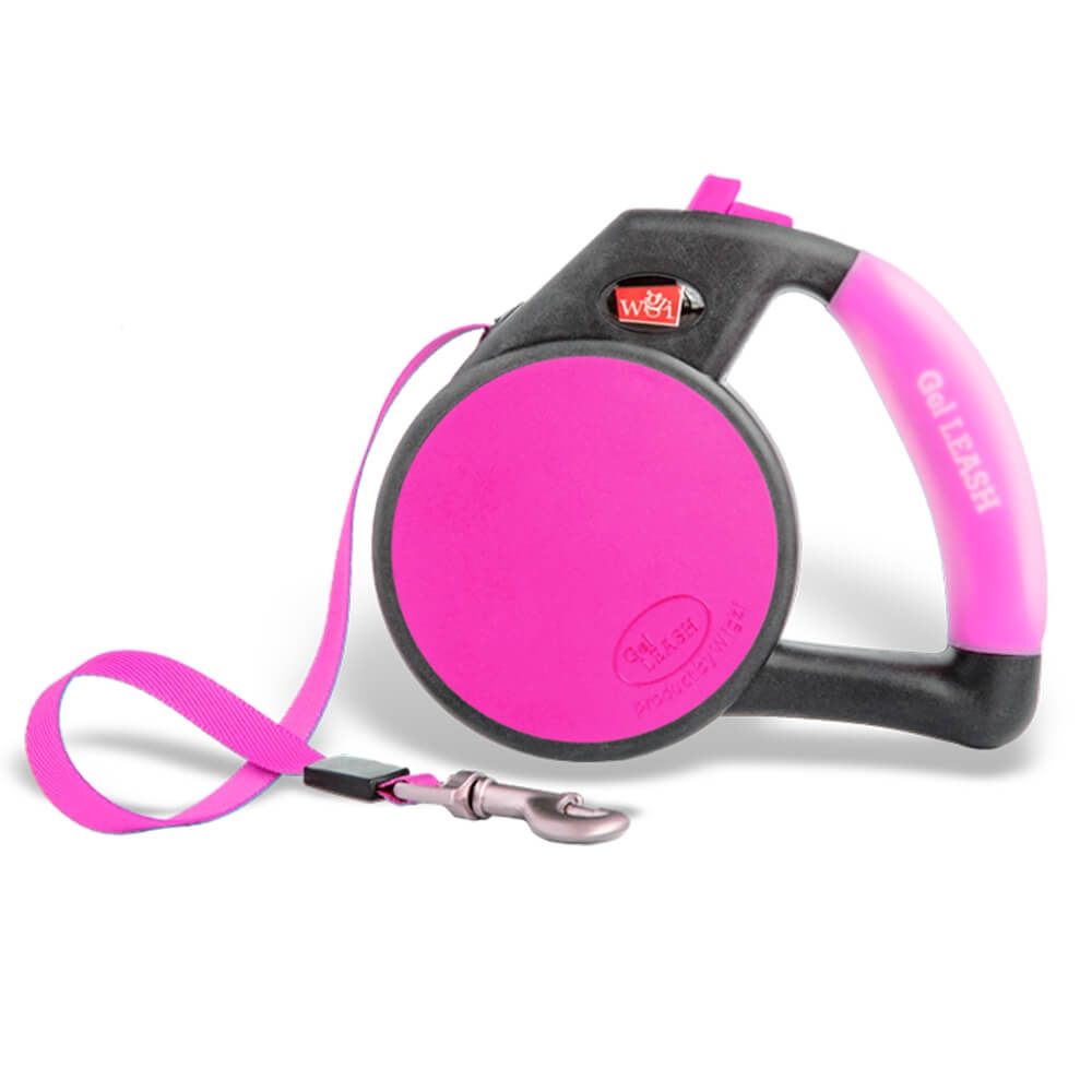 Wigzi Retractable Tape Gel Handle Leash Pink
